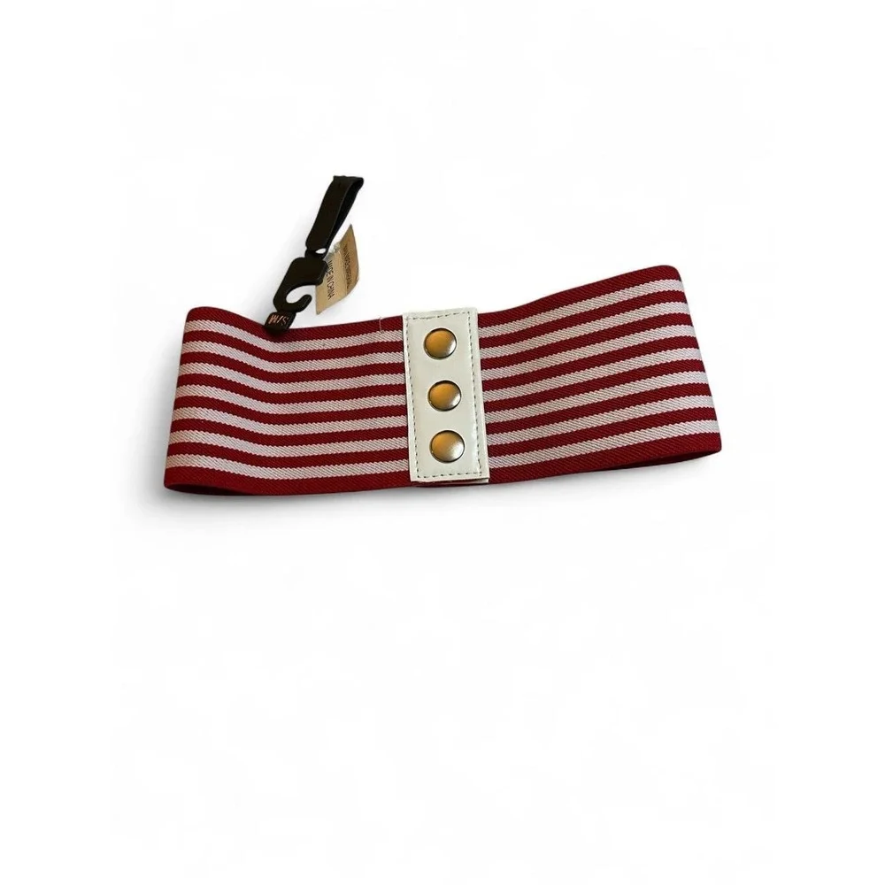 Waist Belt Retro Nautical Cute Coquette Candy Stripe Stretch Cinch Red White S/M